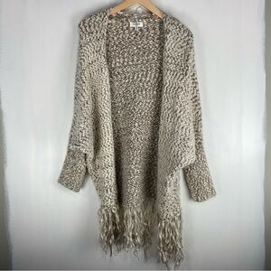 Umgee BOHO Tassel Fringe Knubby Chunky Knit Crochet Open Front Cardigan Size S/M